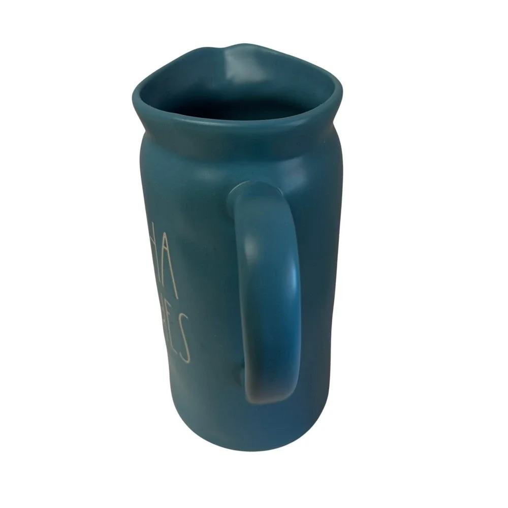 Rae Dunn Pitcher Unisex One Size Teal Aloha Beaches Matte Ceramic Water Jug